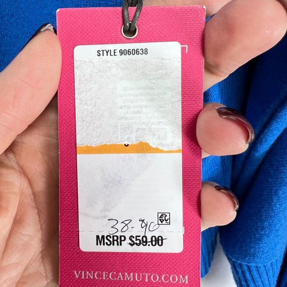 NWT Vince Camuto Button Up Shoulder Blue Boat Neck Neck SZ S - Picture 6 of 8